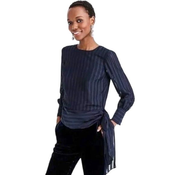 J. Crew Tops - J.Crew 365 Shadow Stripe Bow Blouse